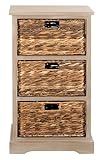 Safavieh American Homes Collection Halle Distressed Black 3 Wicker Basket Storage Side Table