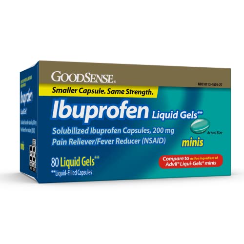 GoodSense Ibuprofen Mini Liquid-Gels 200 mg Liquid-Filled Capsules Pain Reliever and Fever Reducer 80 Count