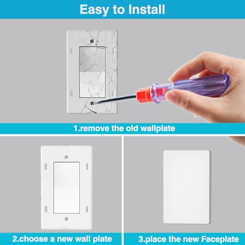 Single Screwless Blank Wall Plate Cover for Decorative Light Switch Outlet Dimmers GFCI Receptacle 1-Gang Electrical Faceplate White (10-Pack) by ZHNVZM - Used condition - Image 6