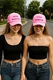 Etdewrio Women's Pink Letter Print Trucker Hat - One Size - Summer - Adjustable - Novelty Baseball Cap - Wedding, Bridal Shower, Anniversary - Fishing, Boating, Hiking, Camping