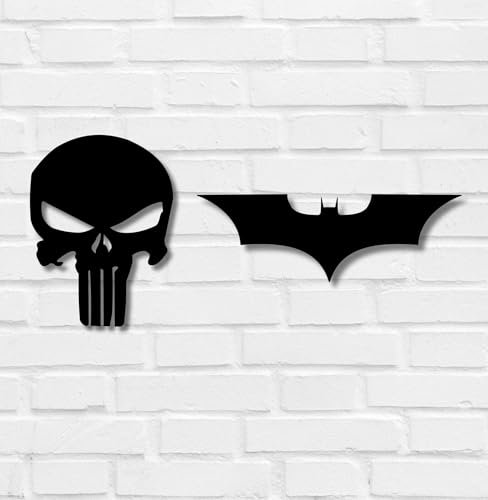 Image of TWIGGY Superhero 6mm MDF Wooden Wall Decor Set for Home, Office, or Gaming Room, Gift, Anime (pack of 2 | The Dark Knight,Punisher)