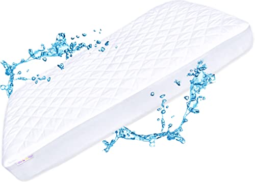 Image of Pack N Play Mattress Protector Pad - Waterproof & Noiseless, Ultra-Soft Breathable Mattress Cover for Pack and Plays, Playards and Mini Cribs, Highly Absorbent Fitted and Dryer Safe