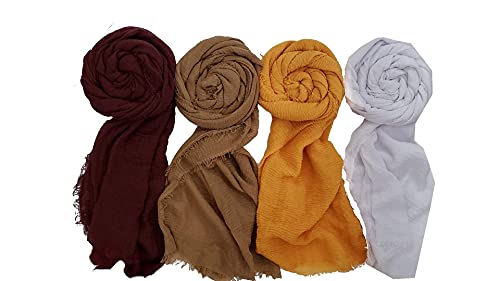 Jimzu Hijab Scarves for women, Cotton scarf Lightweight Head wrap scarf 4 PCs