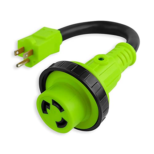 Leisure Cords Trailer dogbone adapter 15 amp male to 30 amp female locking connector with LED Power Indicator Leisure Cords Trailer dogbone adapter 15 amp male to 30 amp female locking connector with LED Power Indicator