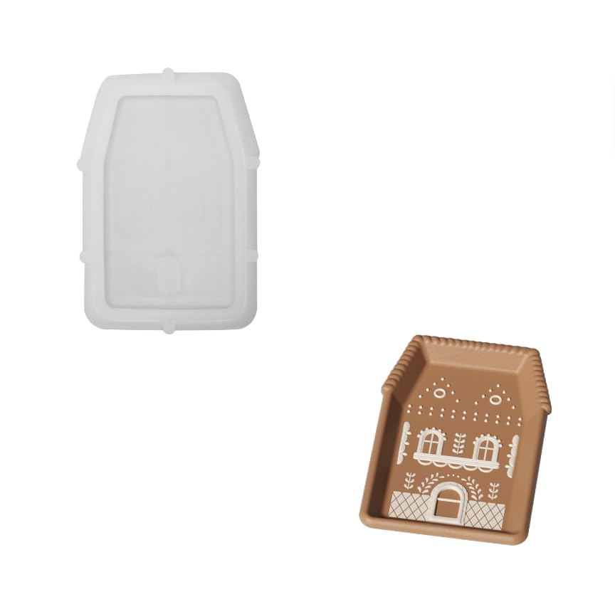 BOOWAN NICOLE Christmas Mould Gingerbread House Tray Silicone Mould, DIY Gable House Concrete Silicone Moulds, Silicone Moulds Casting Moulds Christmas, Collectable Mould for Party Decorations (SH1319