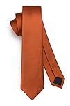 HISDERN Orange Tie Silk Skinny Tie Slim ties For Men Solid NeckTie Classic Formal Tie For Business Wedding(6cm)