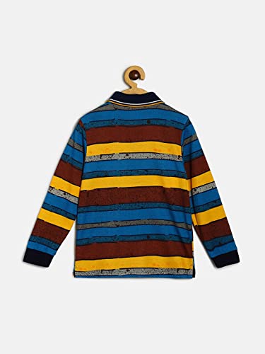 Image of miniklub Boys Round Neck Short Sleeve Knitted Cotton T-Shirt (Blue Color)