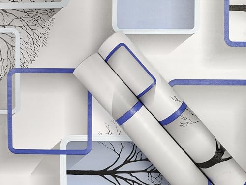 Image of Self Adhesive Decorative Peel Stick Waterproof Wallpaper Wall Decor Removable Wall Paper for Living Room Hall Decoration PVC Vinyl DIY Contact Paper 45x304cm (Geomatric)