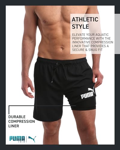 PUMA Men's Bathing Suit - 2 Pack Quick Dry Swimsuit Trunks with Mesh Compression Liner - 8" Inseam Swimwear (S-XL)2