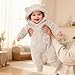 Children's Boys and Girls Outfit Bear Hooded Long Sleeve Coat Fashion 2025 Winter Jumpsuit Loose Fleece Romper Beige