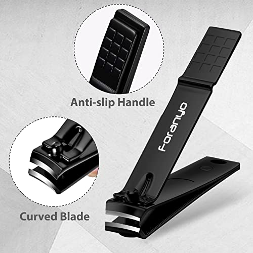 Foranyo Nail Clipper Set - 4 Pack Nail Clippers For Men Women, Stainless Steel Fingernail & Toenail Clippers Nail Cutter Set With Metal Tin Box For Thick Nails [Black] thumb #4