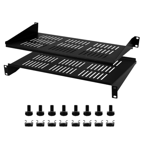 Étagère de serveur 1U robuste Moocci lot de 2 plateaux cantilever pour petits appareils
