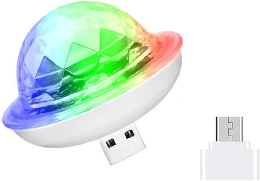 USB Disco Magic Ball DJ Strobe Light Party Light for Christmas Decorations Compatible with Various USB Devices (White USB Android)