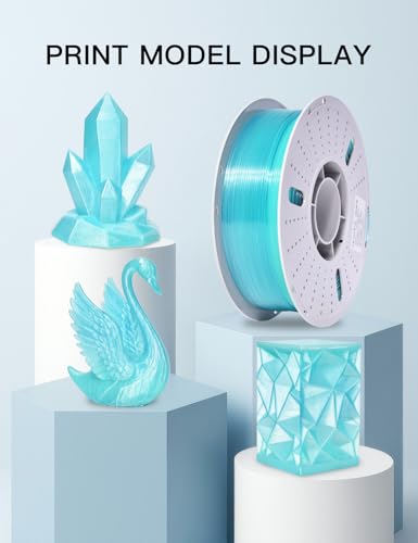 Image of PINBALL PETG Rainbow Clear 3D Printer Filament 1.75mm, Multicolor Translucent PETG Filament, Accuracy + /- 0.02 mm, 1kg Spool (2.2lbs), Glass Blue