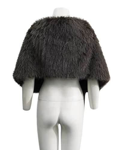 Women's Faux Fur Wraps and Shawls Bolero Bridal Shrug Winter Cape Cover Up for Evening Dress3