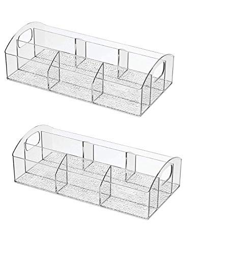 InterDesign Med+ Makeup and Medicine Cabinet Catch All Organizer Clear 7 Compartments 12 x 6 x 3.5 inches - 2 Pack