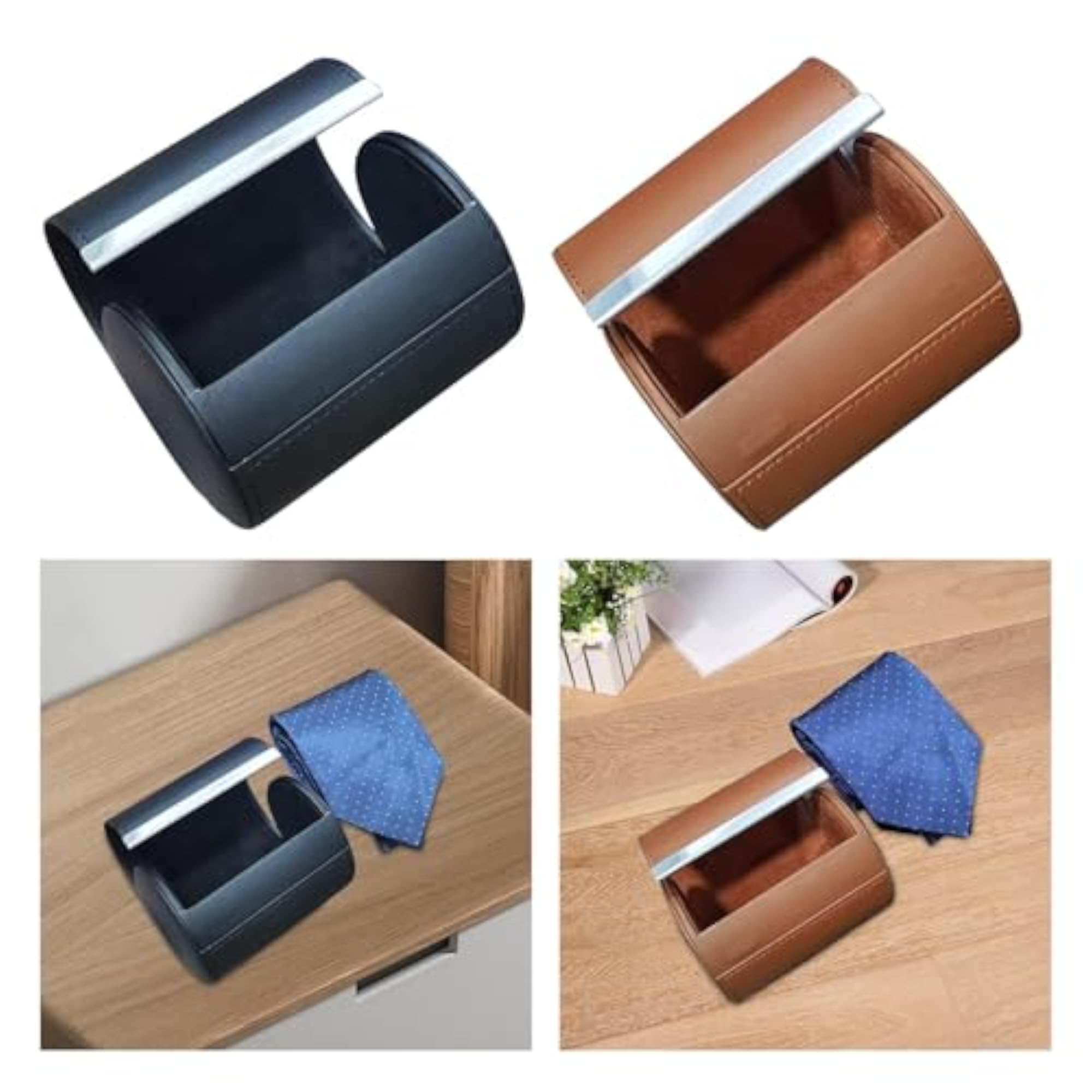Travel Tie Case for Men, PU Leather Tie Box