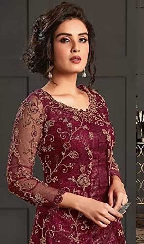 Indian Salwar Kameez for Women Embroidered Long Jacket Style Suit with Pant & Inner Bollywood Style Anarkali Set4