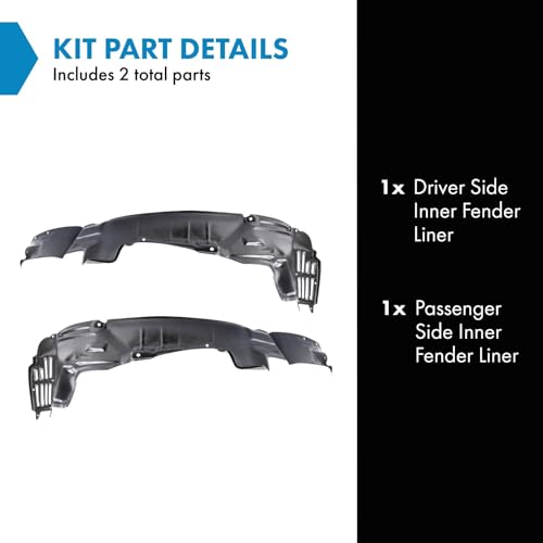Image of TRQ Inner Fender Liner Set Compatible with 1997-2002 Mitsubishi Mirage MI1248111 MI1249111