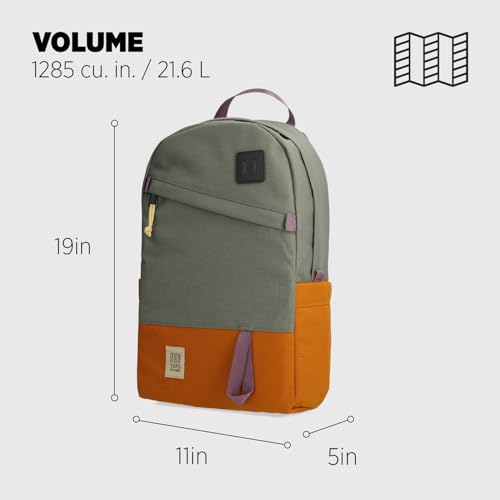 Image of Topo Designs Daypack Classic Backpack - Daily Carry Pack Designed in Denver, Functional Travel Bag, Recycled Nylon, 2 Padded Laptop Sleeves, 21L (Beetle /Spice)