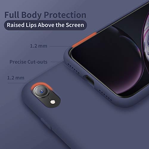 Cordking Iphone Xr Case, Silicone Ultra Slim Shockproof Phone Case With [Soft Anti-Scratch Microfiber Lining], 6.1 Inch, Navy Blue #TOP2