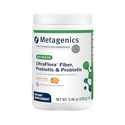 Metagenics UltraFlora Fiber Prebiotic & Probiotic - Dietary Fiber Supplement Powder - Supports Bowel Regularity Microbiome Balance & Gut Comfort - Orange Flavor - 30 Servings