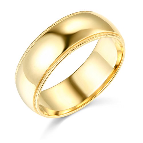 14k Yellow or White Gold 7mm Comfort FIT Plain Milgrain Wedding Band