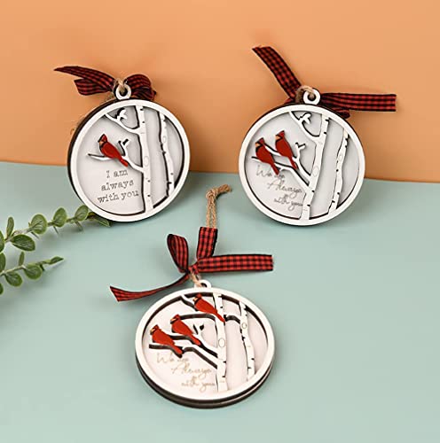 Christmas Decorations Handmade Memorial Ornament With Cardinals, 3D Layered Wood Christmas Tree Memorial Ornament- We Are Always With You, Gifts Idea For Christmas Keepsake (B) #TOP5