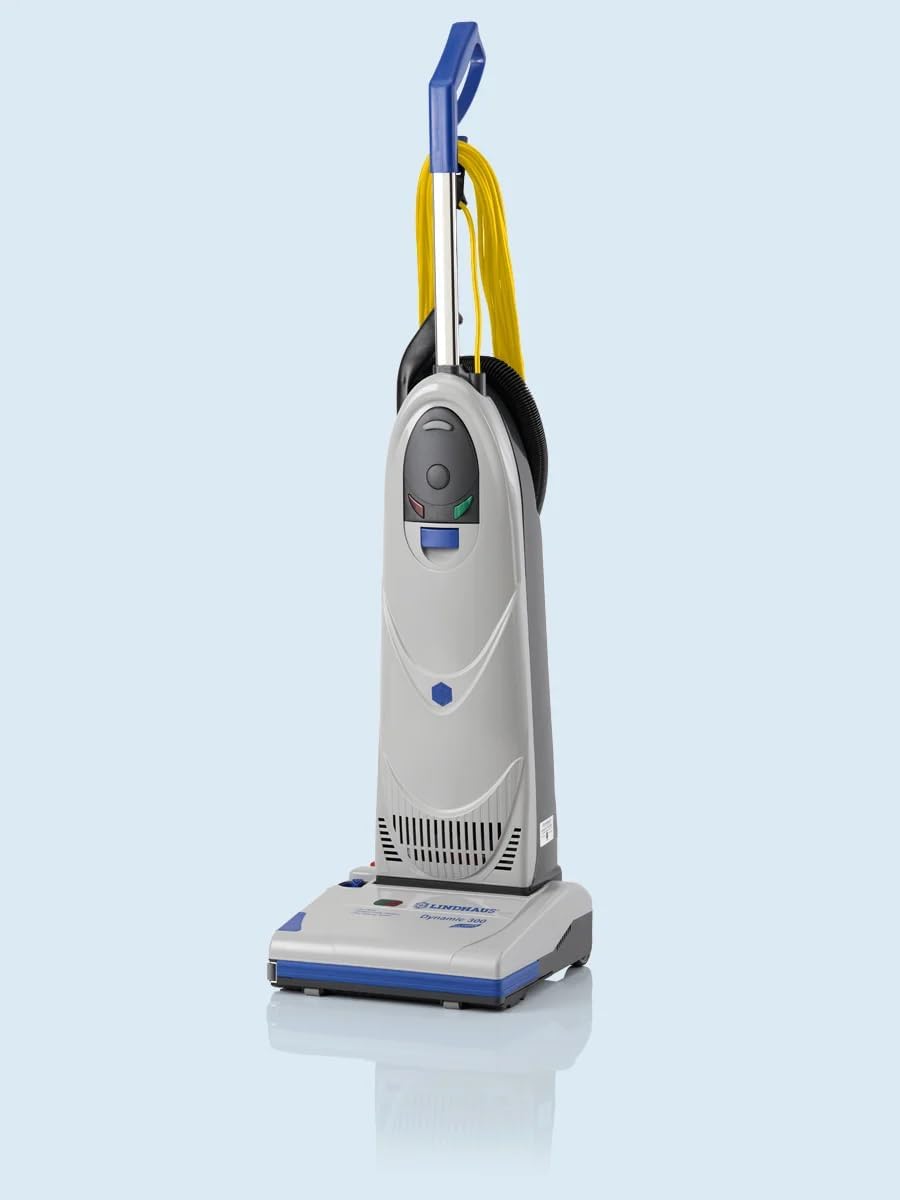 lindhaus Dynamic eco Force 300 Commercial Upright Vacuum Cleaner, Bagged, Lightweight, 2-Motor, for Carpet, HEPA H13 Filter, 11.8 in. Path, 5000 RPM Brush Roll, Hotel and Office