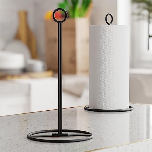 niffgaff Portarrollos de cocina de pie, soporte para rollos de cocina, negro mate, toallero de papel de cocina para rollos estándar y grandes, para cocina y mesa de comedor (negro)
