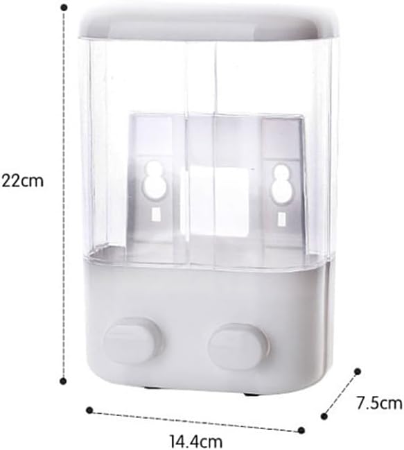 Sosoport Wall-Mounted Shower Dispenser Double Chamber Refillable Soap and Shampoo Bottle with Suction Cups for Conditioner Lotion and Shower Gel 5.90 X 3.07 X 8.66 in