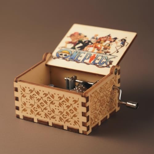 Image of Offo Hand Crank Wooden Music Box - One Piece Theme Tune | Premium Vintage Anime Gift for Kids, Collectors, Boys & Girls | Elegant Gift for One Piece Fans & Loved Ones