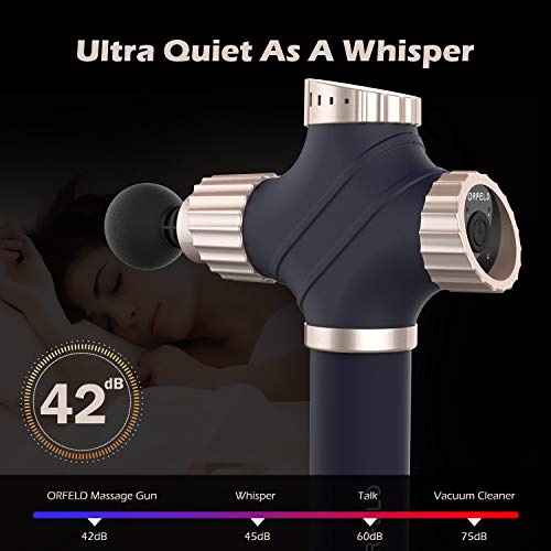 Muscle Massage Gun, Orfeld Muscle Massager Professional Deep Tissue Massage Gun High-Intensity Vibration Rechargeable Ultra Quiet with 6 Massage Heads 4 Adjustable Speed LED Indicator