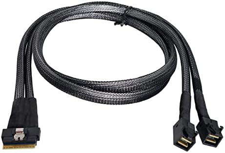 Câble PCI-E Ultraport Slimline SAS SFF-8654 8i Vers Dual SFF-8611 Oculink - 40 Cm - Pour Serveurs Et Stations De Travail