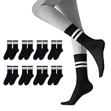 8 Pares Calcetines de Algodón para Mujer,Calcetines Casuales con Patrón de Rayas,Cómodo y Transpirable,Idoneidad Casual...