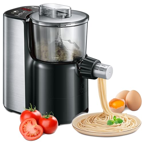 Electric Pasta Maker with 9 Shapes – Automatic Noodle Machine for Fresh Spaghetti, Fettuccine, Macaroni & Dumpling Wrappers – Quick Homemade Pasta Maker for Home Kitchen, Easy to Clean