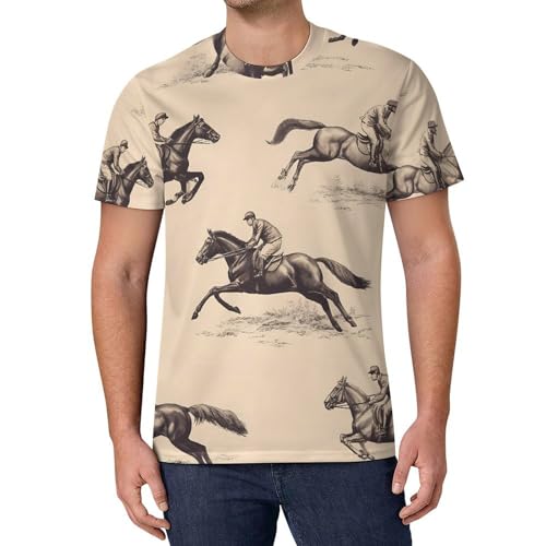 Equestrian Jockey Horse Basic T Shirts for Man Crewneck Summer Tops Comfortable Tee Shirts