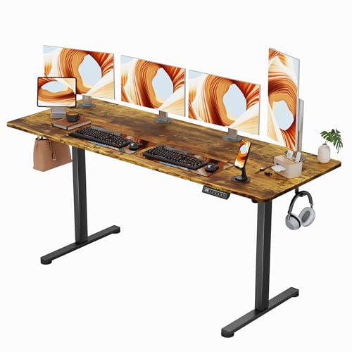 Image of Furmax 63 Inches Electric Standing Desk, Home Office Desk with Phone Holder