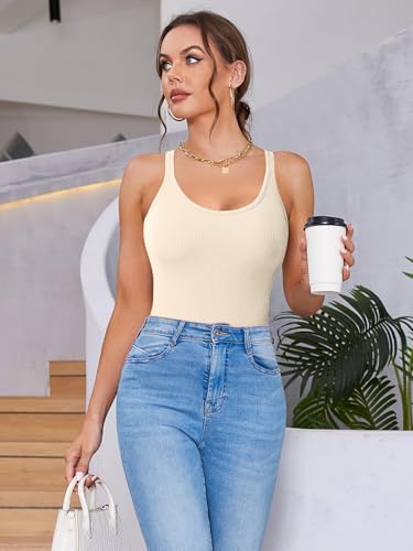 ATTRACO Women Ribbed Workout Crop Tops with Built in Bra Yoga Racerback Tank Top Tight Fit - Image 5