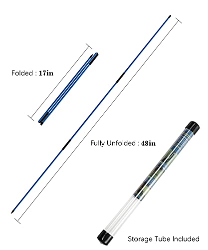 Rhino Valley Golf Alignment Sticks - 2 Pack Collapsible Golf Practice Rods For Aiming, Putting, Full Swing Trainer, Posture Corrector With Clear Tube Case, Portable Golf Training Equipment, Blue #TOP5