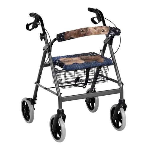 Image of Soft Rollator Walker Seat and Backrest Covers, Universal Accessories for Rollator Walkers, Cat Adjustable Seat Covers for Seniors Women Men