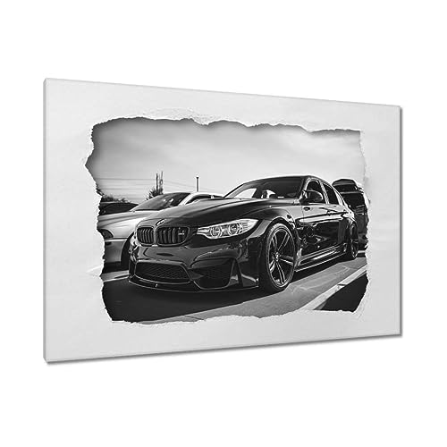 Voiture de sport noire tableau toile 120x80cm décoration murale salon bureau H8827M