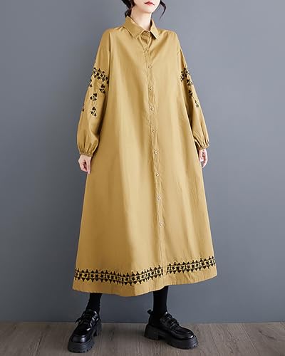 Image of ellazhu Womens Fall Casual Patchwork Funky Long Sleeve Designer Dress Loose Blouse GY2787 A