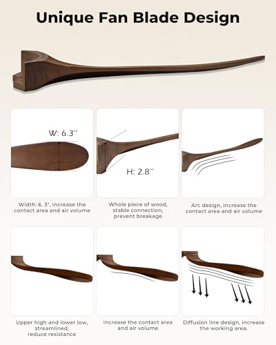 BOOSANT 72" Ceiling Fans Without Lights, 72 inch Ceiling Fan No Light, High CFM Quiet 3 Blade Wood Walnut Ceiling Fan, Large Modern Outdoor Fan with Remote, Propeller Outdoor Ceiling Fans for Patios