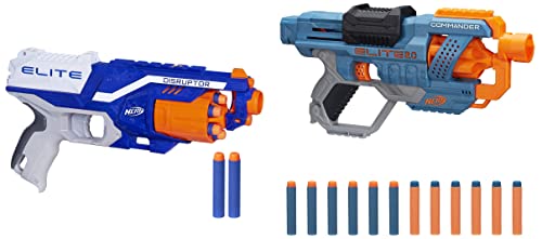 Image of Nerf Disruptor Elite Water Blaster 6-Dart Rotating Drum,Slam Fire,Includes 6 Official Elite Darts-Multicolor&Elite 2.0 Commander Rd-6 Blaster,12 Darts,6-Dart Rotating Drum,Tactical Rails,Plastic
