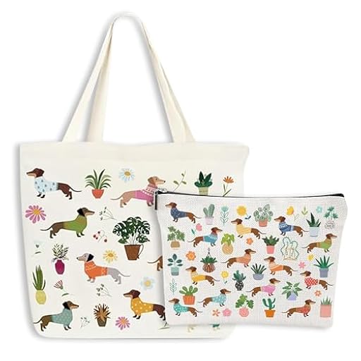 HTTDSLF Bolsa de Lona para Mujer, Bolso Shopper Reutilizable para Mujer, Tote Bag + Neceser, Plegable con Diseño de Perros, Bolsas de Tela Bonitas, Regalos para Amantes de los Perros | Ya disponible en tu tienda friki favorita! En mundofriki.es!