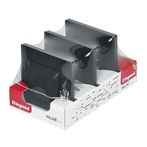 Legrand 398304 – Packung mit 3 Schaltern oder Schaltern, Monoblock, 10AX für Unterputzinstallation, Serie Niloé Step, Anthrazit