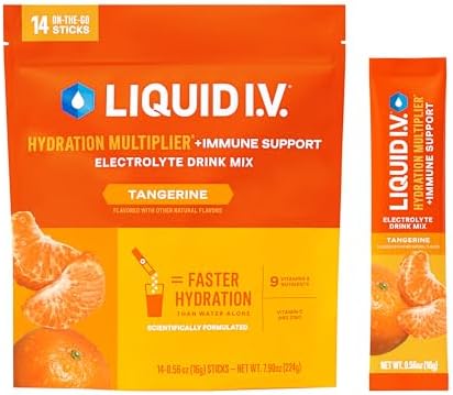 Liquid I.V.® Hydration Multiplier +Immune Support - Tangerine | Electrolyte Powder Drink Mix | 1 Pack (14 Servings) : Liquid I.V.