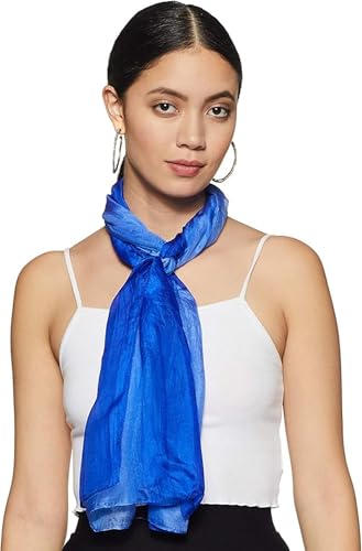 MEHREEN CREATION 100% Silk Scarf Lightweight Sunscreen Wrap Scarves (Royal Blue)