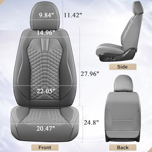 Image of Coverado Car Seat Covers, Front Seat Cover, 2 Pack Waterproof Nappa Leather Seat Covers for Cars, Car Seat Protectors, Driver Seat Cover, Automotive Seat Covers Universal Fit for Most Cars, Gray
